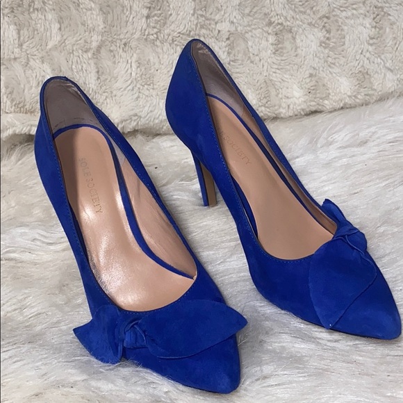Sole society Elisa suede blue bow pumps heel - Picture 3 of 7